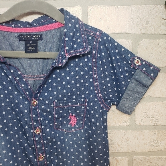 U.S. POLO ASSO. Jean Romper Size 12 - Picture 5 of 11